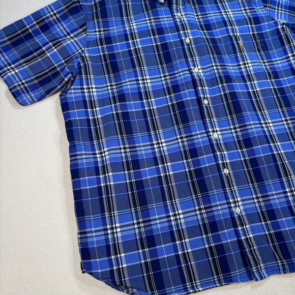 Polo Ralph Lauren‎ Oxford Shirt Men's 2XB Blue Cotton Plaid Pocket Flesh Pony - Picture 6 of 14